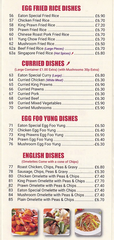 Eaton road swansea menu